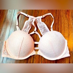 Victoria’s Secret Very Sexy Push Up racerback Bra Pink lace 34C